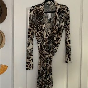 Animal print wrap dress